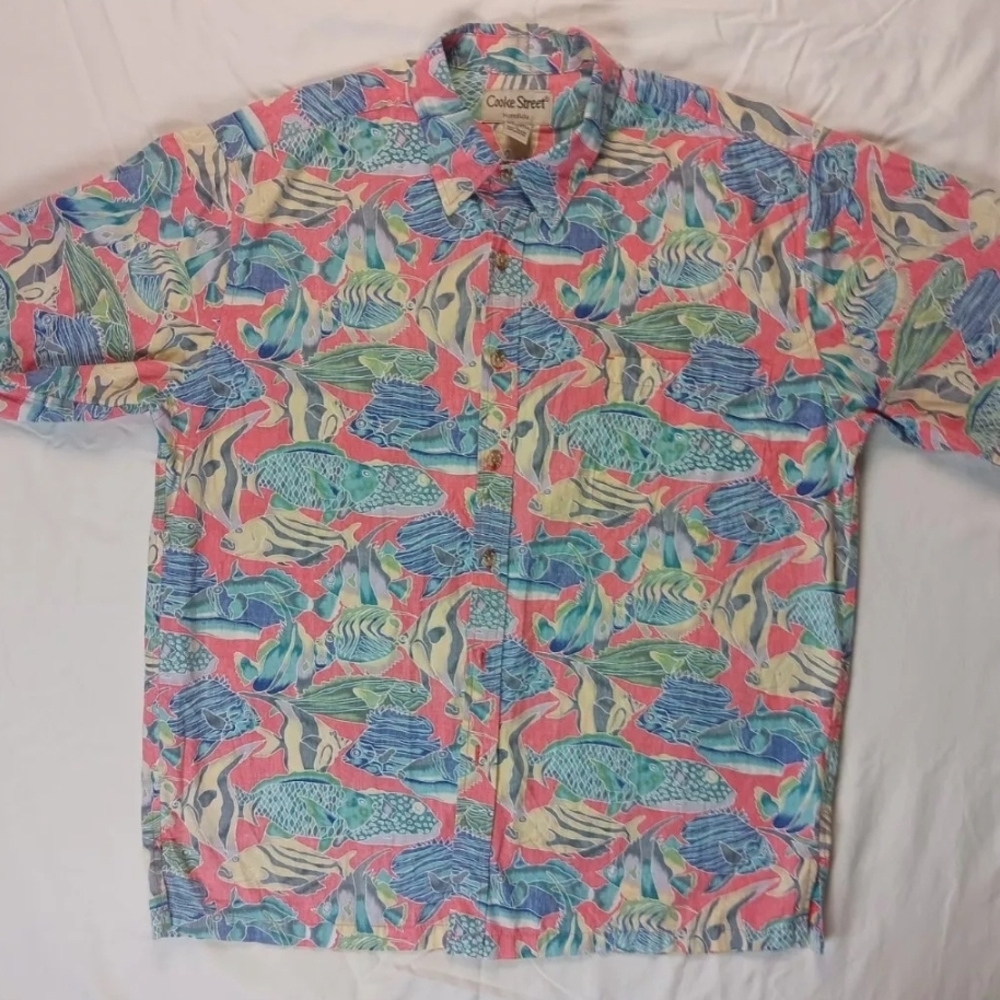 Cooke Street floral fish Hawaiian Shirt Size Large